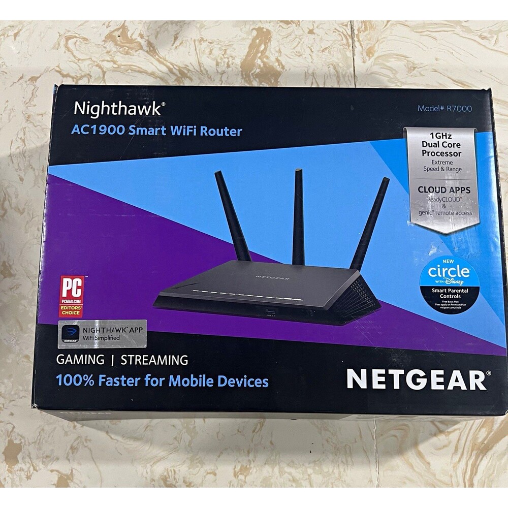 NETGEAR Nighthawk AC1900 R7000 Dual-Band WiFi Router 1900 Mbps Black 4-Port
